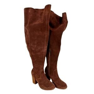 Kelsi Dagger NWOB Logan Coffee Over the Knee Boot Size 7 Wide Calf Suede Leather